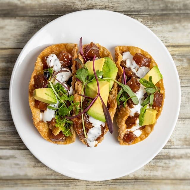 Ahi Tuna Tartare Tacos.