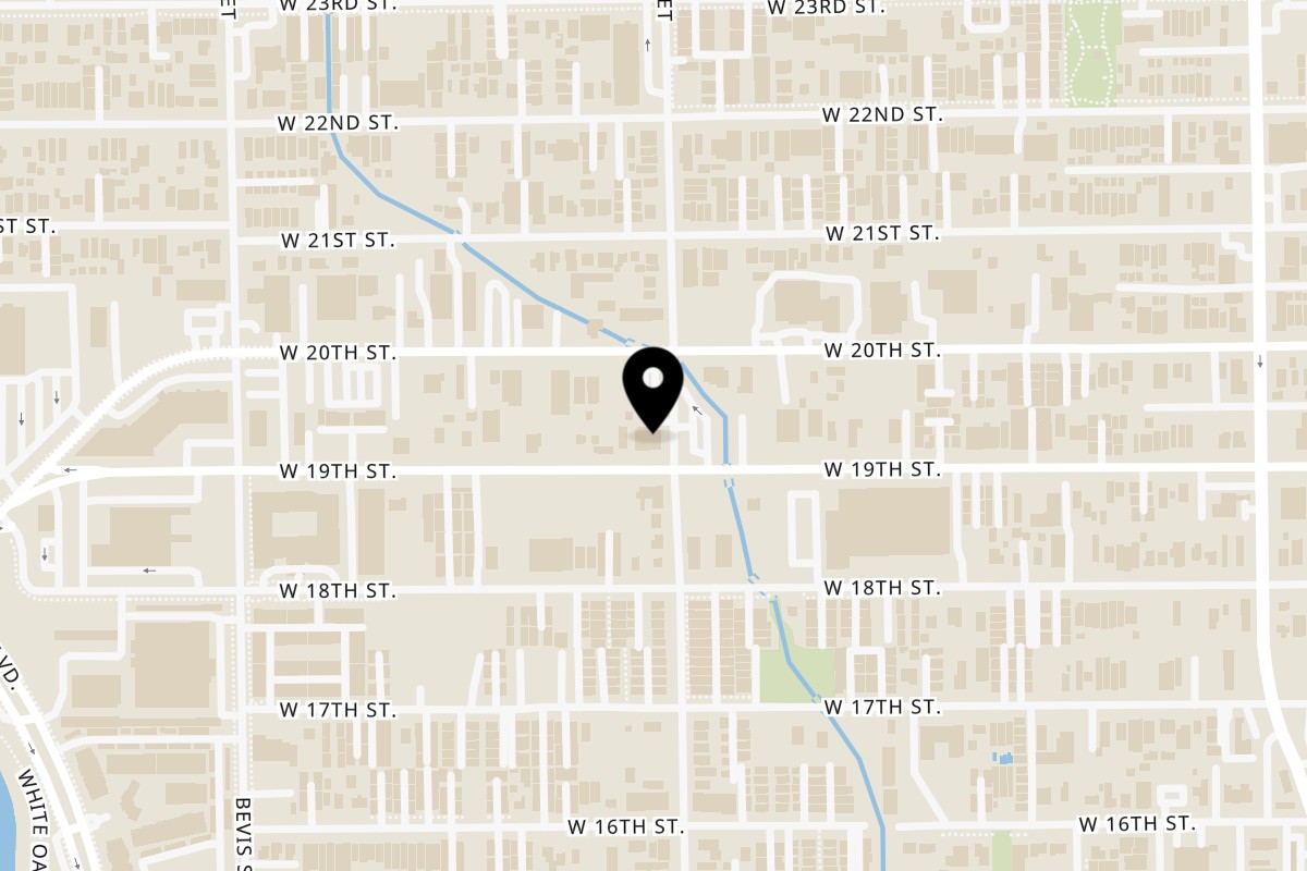 Map showing the location of Bungalow Heights on 1919 Beall St in Houston